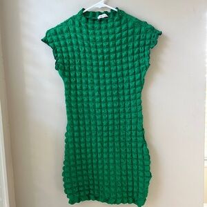 Quilted Bodycon Bubble Textured Women's Dress In Kelly Green